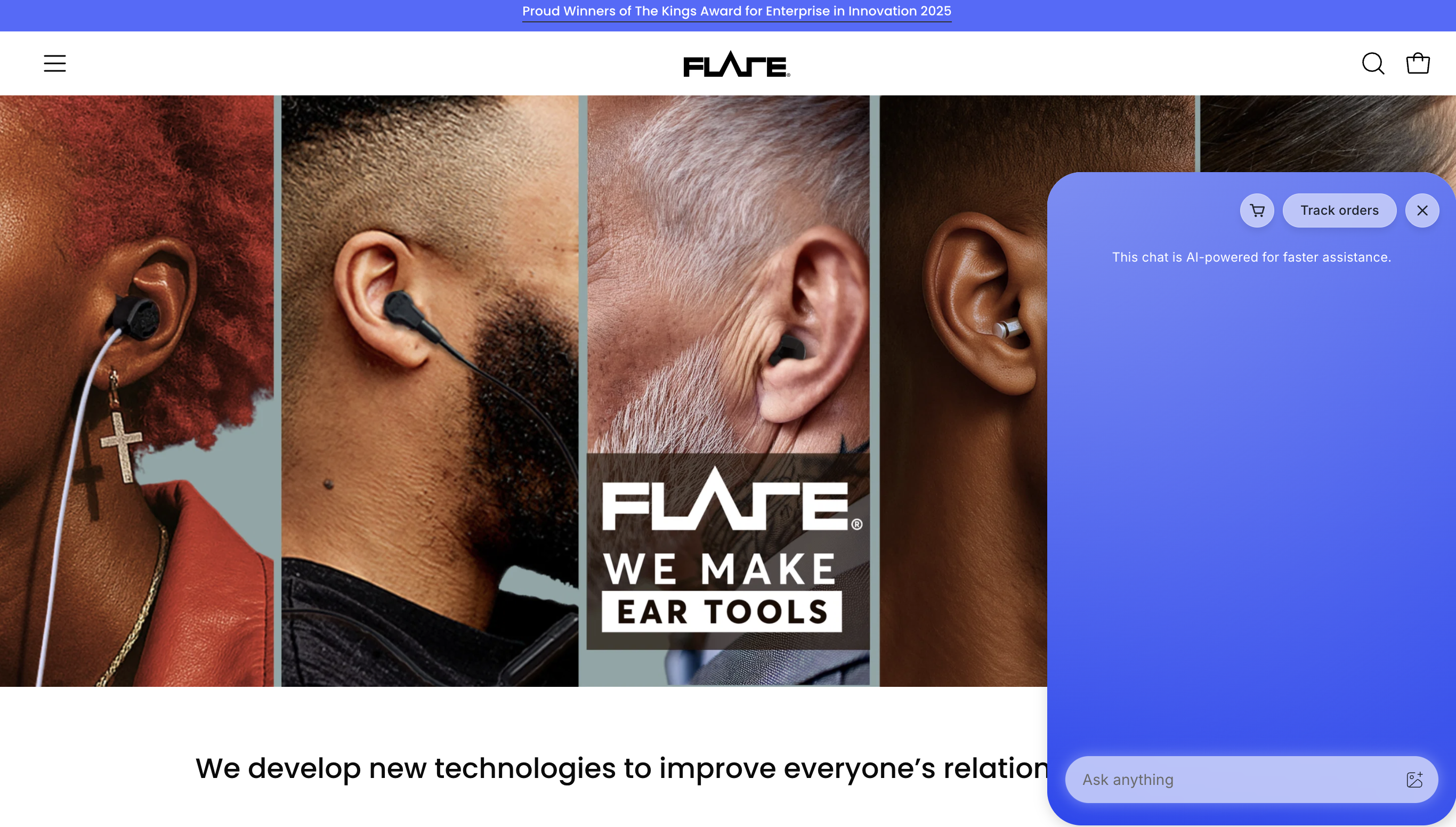 A screenshot of a product page with an AI support chat interface.